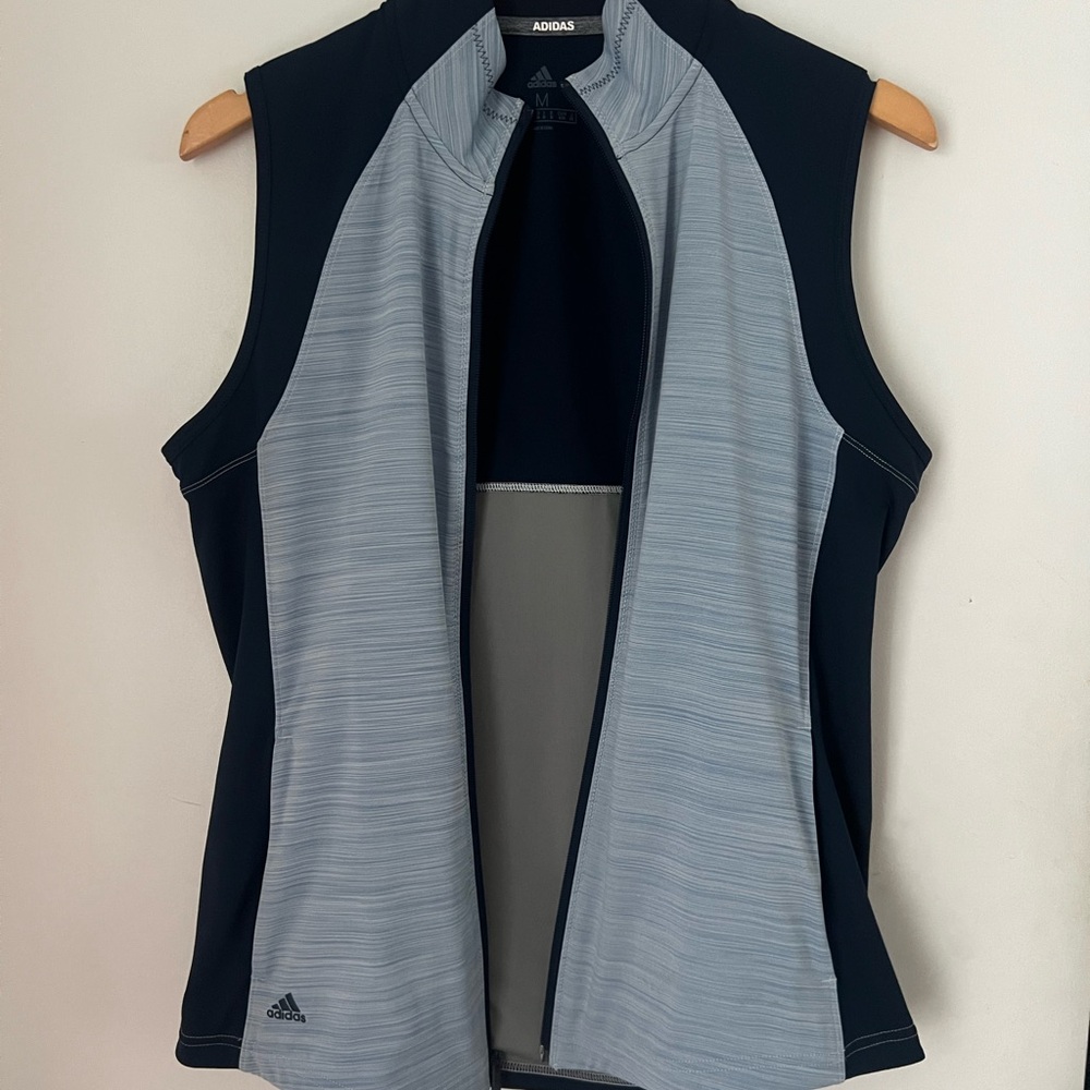 Adidas Full Zip Up Vest Jacket Tech Blue Navy Women’s Medium Golf Vest Layer